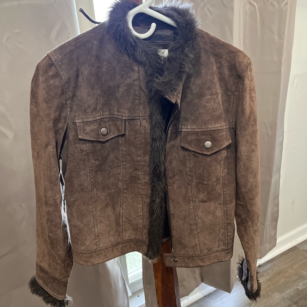 Coldwater Creek Chocolate Jacket with Faux Fur